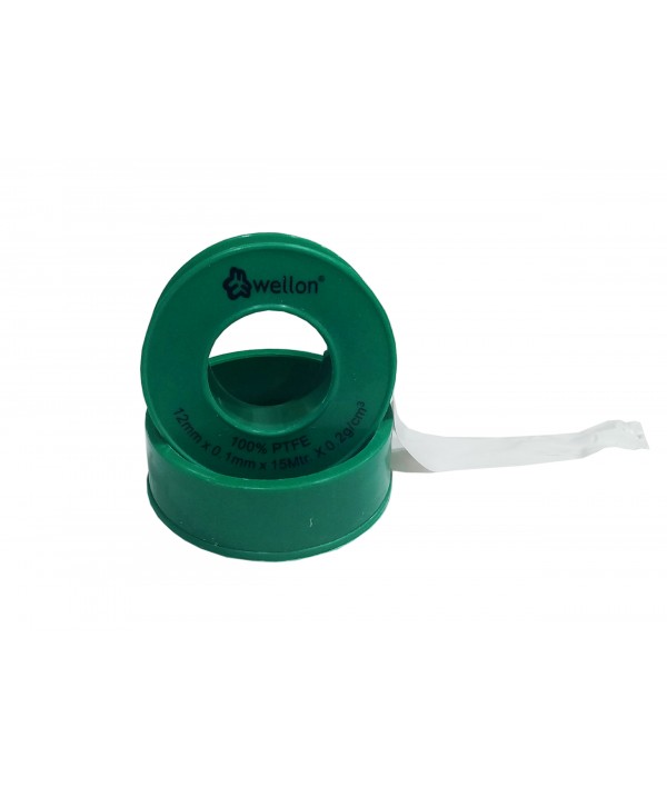 Wellon Teflon Tape PTFE Thread seal Tape 12 mm x 15 meters for Plumbing, Pipe Fittings, fix Water leakage, Protects thread, giving required tightness for Aquarium, Water tanks, Taps (Green,Pack of 10)